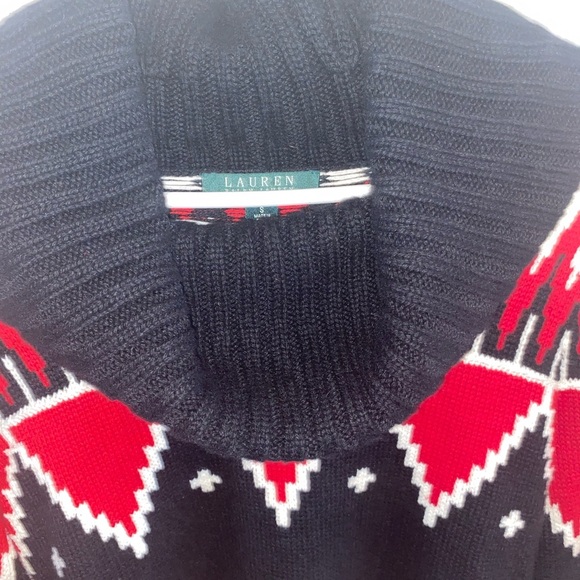 Lauren Ralph Lauren Red and Black Geometric Cowl Neck Sweater - Picture 4 of 5